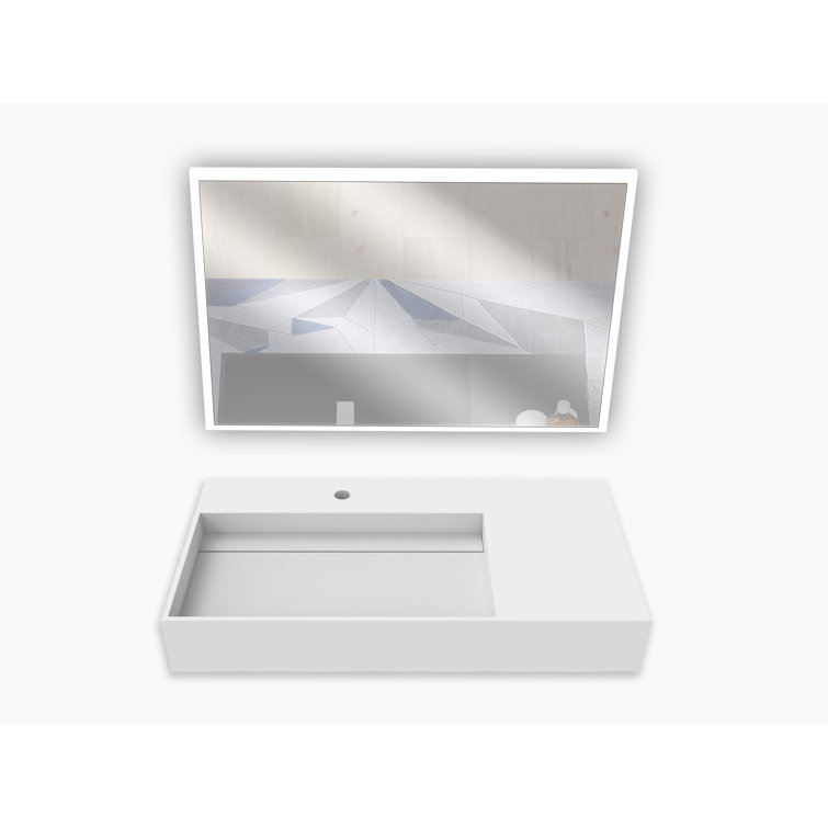 CastelloUSA Juniper 36" Solid Surface Wall Mount Modern Minimalist Left